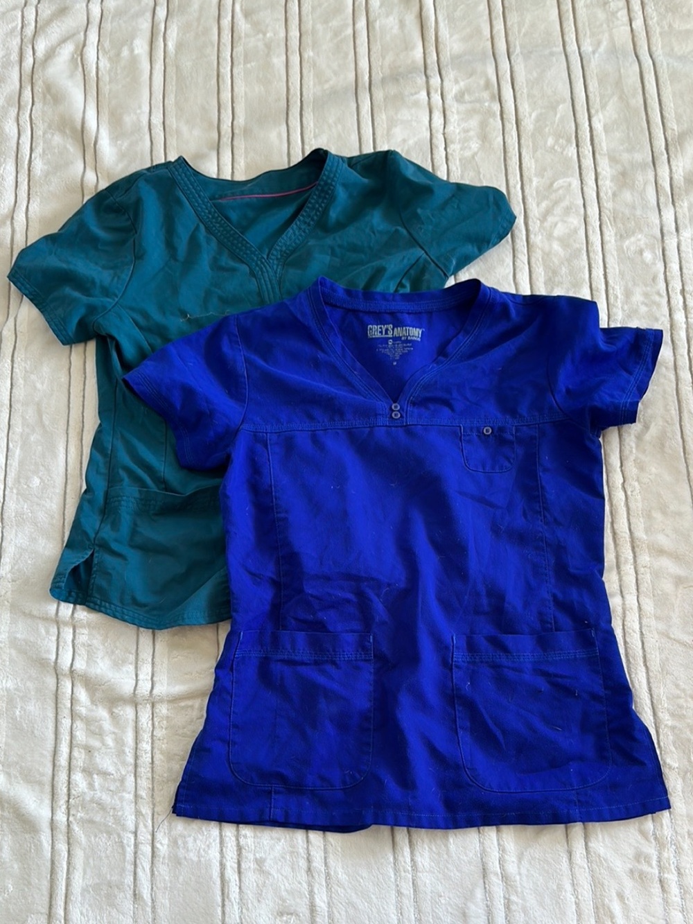 Grey's Anatomy Short Sleeve Scrub Tops in Teal & Royal Blue